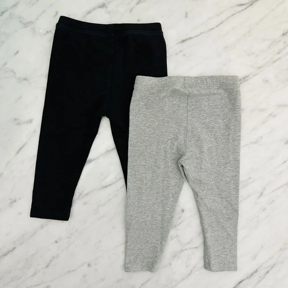 Baby Gap 2 Pair Leggings Black & Grey 18-24 Months - Picture 2 of 5